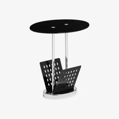 The Range Adam Black Glasss Side Table with Magazine Rack - Black