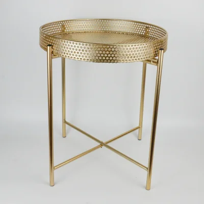 The Range Round Tray Table Metal Legs  - Gold
