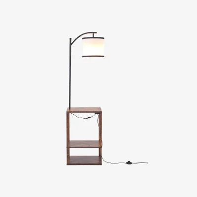 The Range 2 In 1 Modern Design Metal Floor Lamp Side Table - Walnut