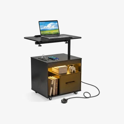 The Range Costway Rolling Sofa Side Table - Black