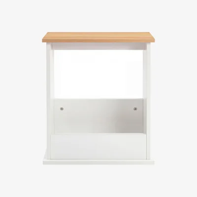 The Range Side Table with Magazine Rack Slim End Table For Living Room Natural - White
