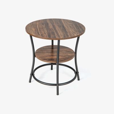 The Range Costway 2-Tier Round Sofa Side Table-Rustic Brown - Rustic Brown