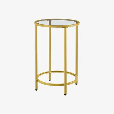 The Range Round Mirror Top Accent Table - Gold