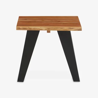 The Range Surax Acacia Wood with Black Legs Side Table - Brown