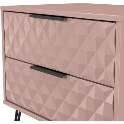 The Range Harlequin Ready Assembled 2 Drawer Side Table - Kobe Pink