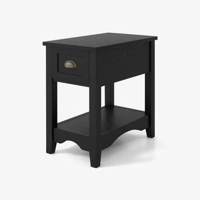 The Range Retro Side Table Rectangular Nightstand - Black