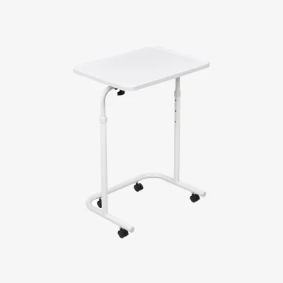 The Range Height-Adjustable Side Table with Wheels - White