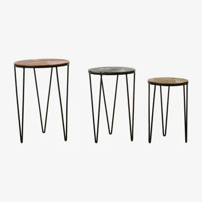 The Range Mirano Set Of 3 Side Tables - Multicolour