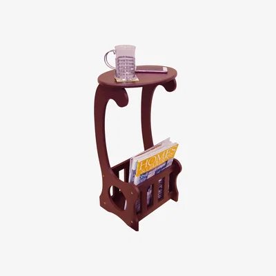 The Range SCROLL - Side  End  Bedside Table with Magazine  Book Storage Rack - Dark - Dark