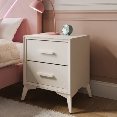 The Range XR Living Florence Canvas Bedside Side Table with 2 Drawers - Natural
