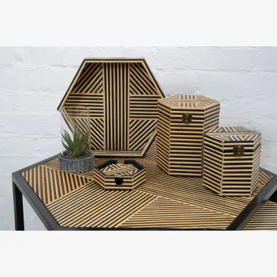 The Range Babita Set of 2 Hexagon Side Tables - Black
