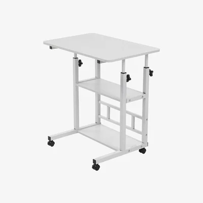 The Range Height Adjustable Mobile Overbed Table - White