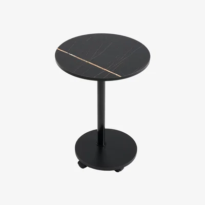The Range Modern Side Table on Lockable Castors - Black