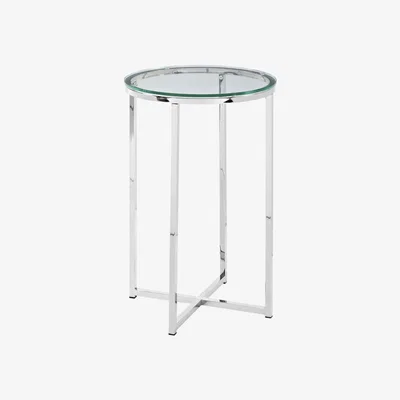 The Range Rosa Round Side Table - Glass & Chrome