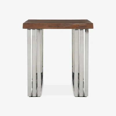 The Range Hampstead Acacia Wood Top Side Table - Brown