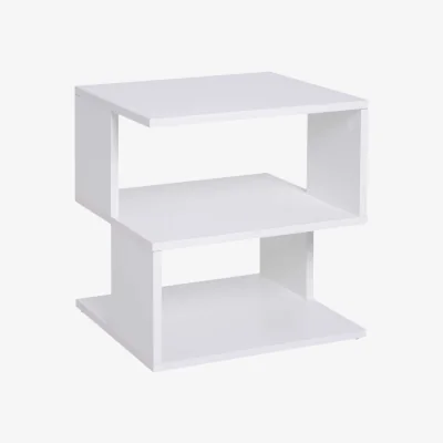 The Range Masevi White Square Side Table with 2-Tier Storage