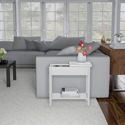 The Range Night Stand With Shelf - White