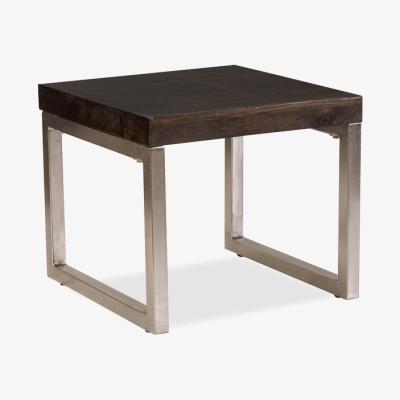 The Range Kinsley Solid Mango Wood Walnut Shade Chrome Metal Leg Side Table - Walnut