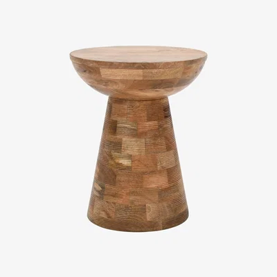 The Range Merlin Mango Wooden Round Side Table Mushroom Style - Wood