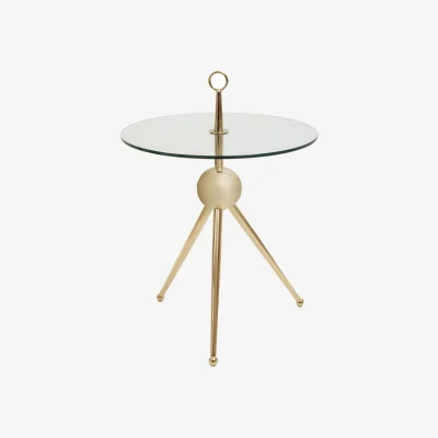 The Range Oria Clear Glass Gold Frame Side Table - Gold