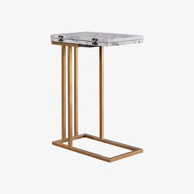 The Range Versanora C Shape Extension Table With Faux Marble Top - White