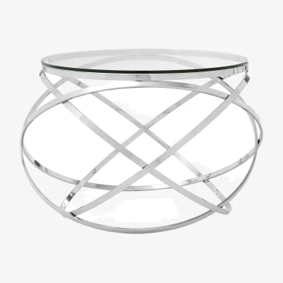 The Range Allure Clear Glass Circular End Table - Silver