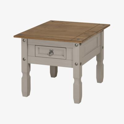 The Range Corona Grey Wax 1 Drawer Lamp Table - Distressed Grey Wax