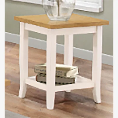 The Range Eden Cream Oak Lamp Side Table - Oak / White