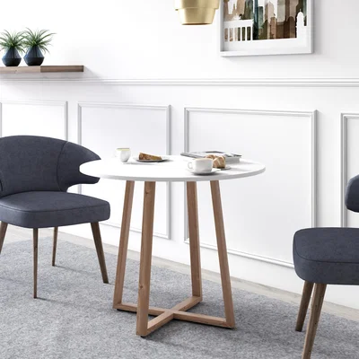 The Range Rego Round Side Table with Flower Stand - White