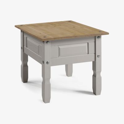 The Range Corona Grey Wax Lamp Table - Distressed Grey Wax