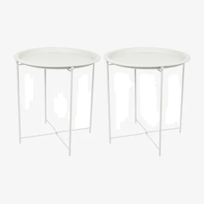 The Range Round Steel Tray Tables - Pack of 2 - White