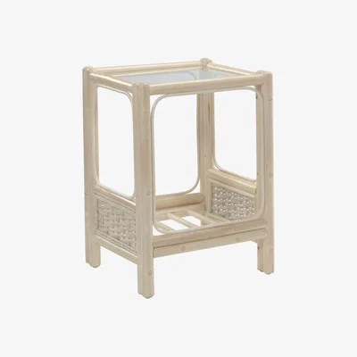 The Range Chelsea Cane Side Table Natural Wash - Ivory