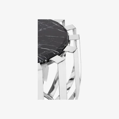 The Range Alvaro Black Marble and Chrome Side Table - Silver