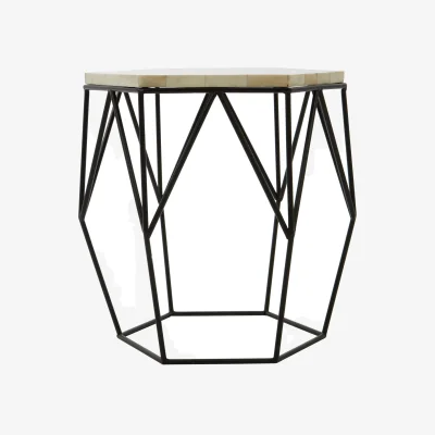 The Range Harlo Ivory and Black Hexagon Side Table - Black