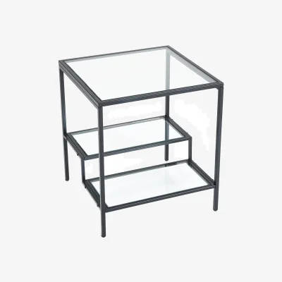 The Range Lifeideas 3 Tier Tempered Glass Side Table - Black