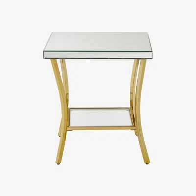 The Range Kensington Townhouse Mirror Side Table with Gold Legs - Silver