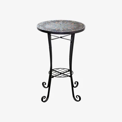 The Range Cairo Mosaic Plant Stand Side Table - Multi Color frame with mosaic tile seat
