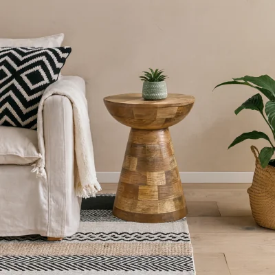 The Range London Natural Mango Wood Mushroom Side Table - Natural Mango Wood