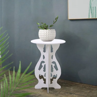 The Range Corner Side Table Flower Plant Stand - White