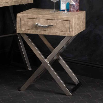 The Range Taupe Faux Snake Leather End Table, Sofa Side Table - Taupe
