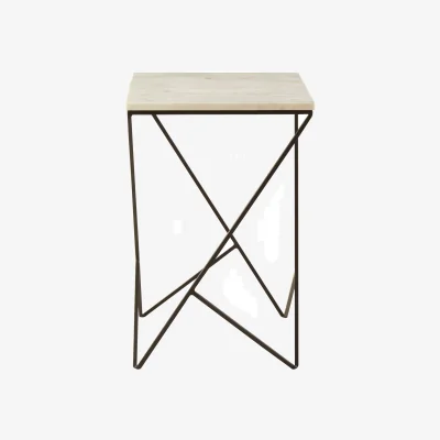The Range Shalimar Marble top Square Side Table - White