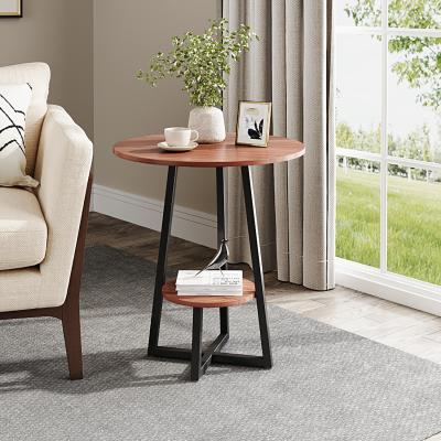 The Range 2-Tier Round Wooden Side Table - Walnut