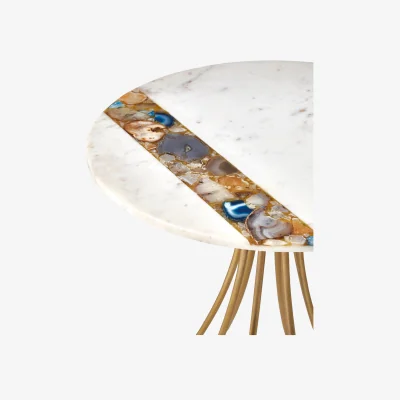 The Range Vizzini Marble And Agate Side Table - Gold