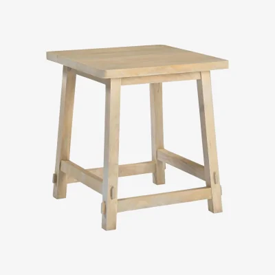 The Range Rockies Square White Oak Wood Side Table - Oak