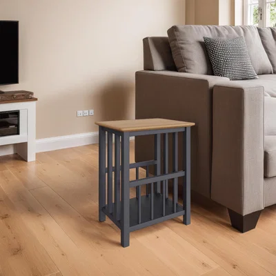 The Range FWStyle Solid Painted Oak Magazine Table Ready Assembled - Graphite Blue