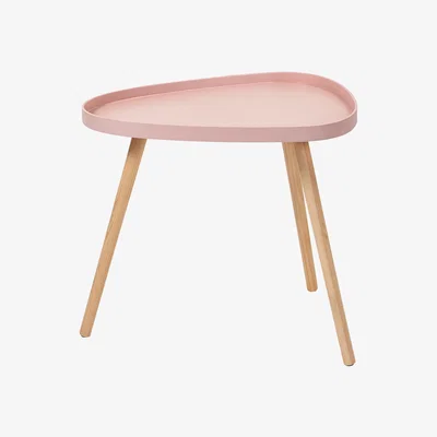 The Range Clarice MDF and Pine Wood Teardrop Side Table - Pink Top, Natural Legs / 40cm