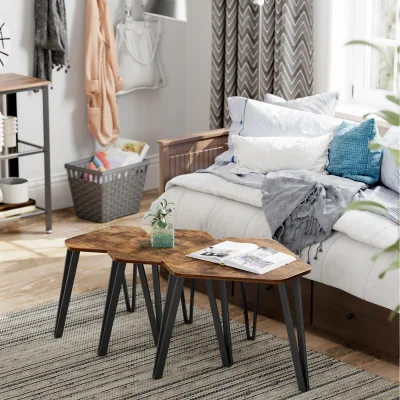 The Range Nesting Coffee Table, Set of 3 End Tables for Living Room - Brown