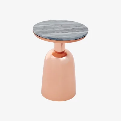The Range Amira Black Marble Top Copper Base Side Table. - Rose gold