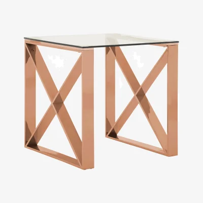 The Range Allure Rose Gold Cross Legs End Table - Gold