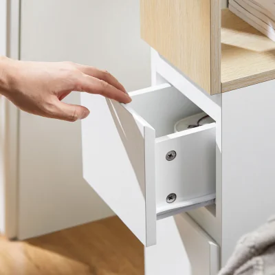 The Range Slim Rolling Side Table with 2 Drawers - White